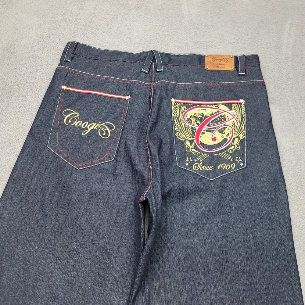 Vintage Coogi Jeans Shorts Mens 46 Blue Embroidered Pocket Hip Hop Loose Denim